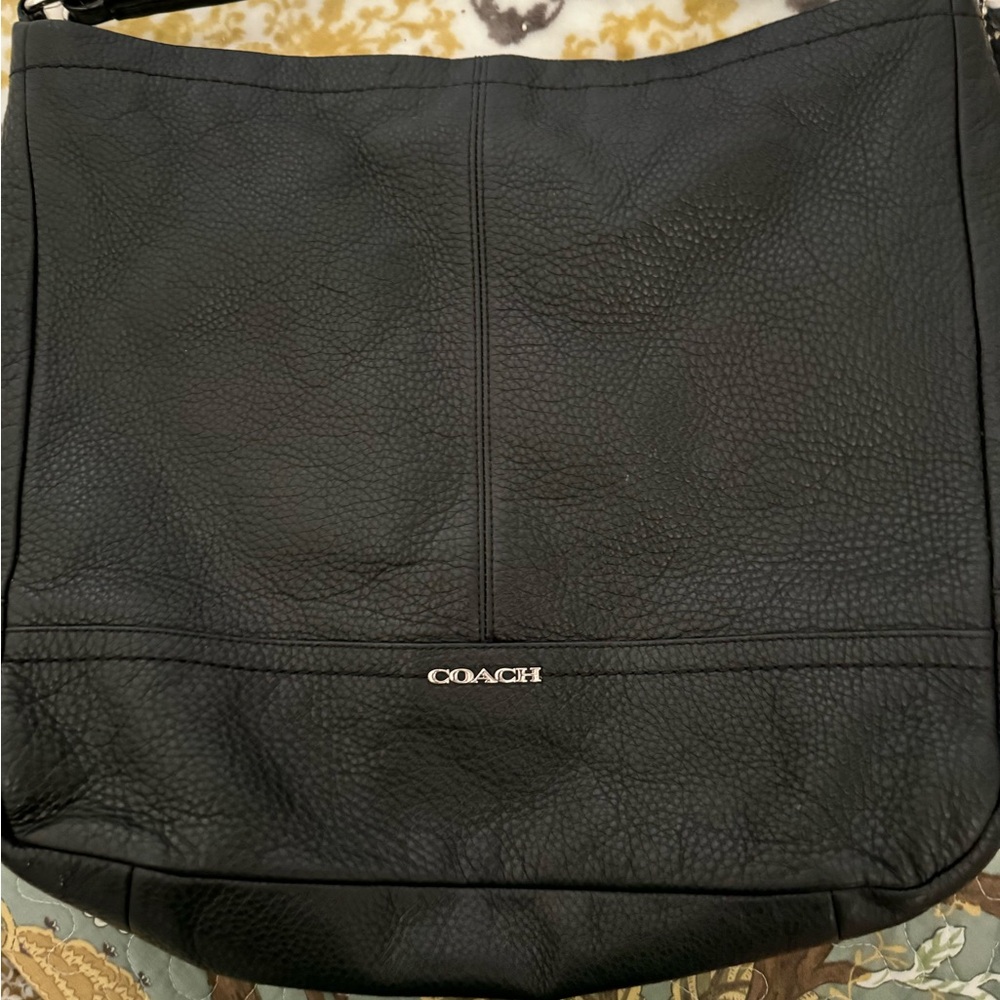 Coach Large black pebbled leather purse